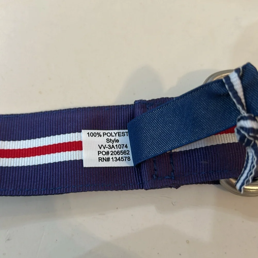 NWT VINEYARD VINES Boys Pop Stripe Ribbon D-Ring BELT SZ small.